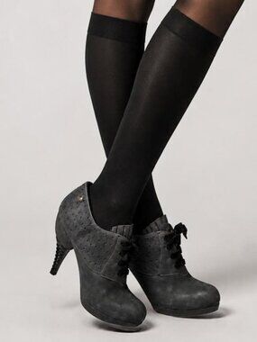 Feud London Lace Up Perforated Leather High Heel Shoes
